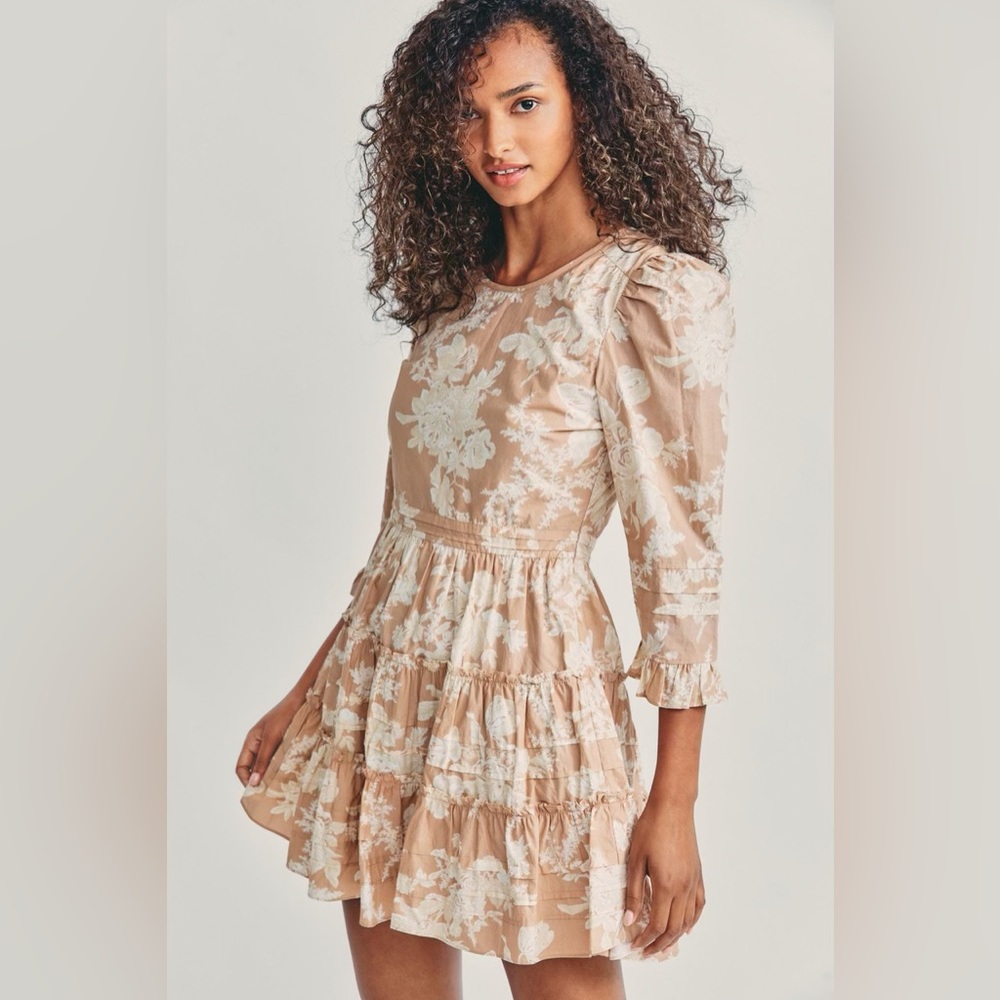 LoveShackFancy Lienzo Dress, Expresso Foam, Size:6